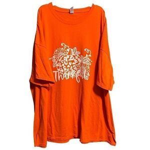 Jerzees Dri-Power “Thankful”‎ Graphic Print Short Sleeve T-Shirt Orange Size 4XL